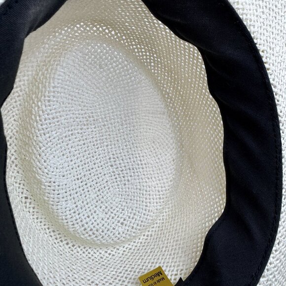 Vintage White Woven Straw Hat With Elegant Gold & Silver Floral Accents Church - Picture 5 of 7